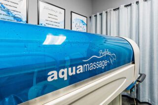 An aquamassage machine in a clinical setting.